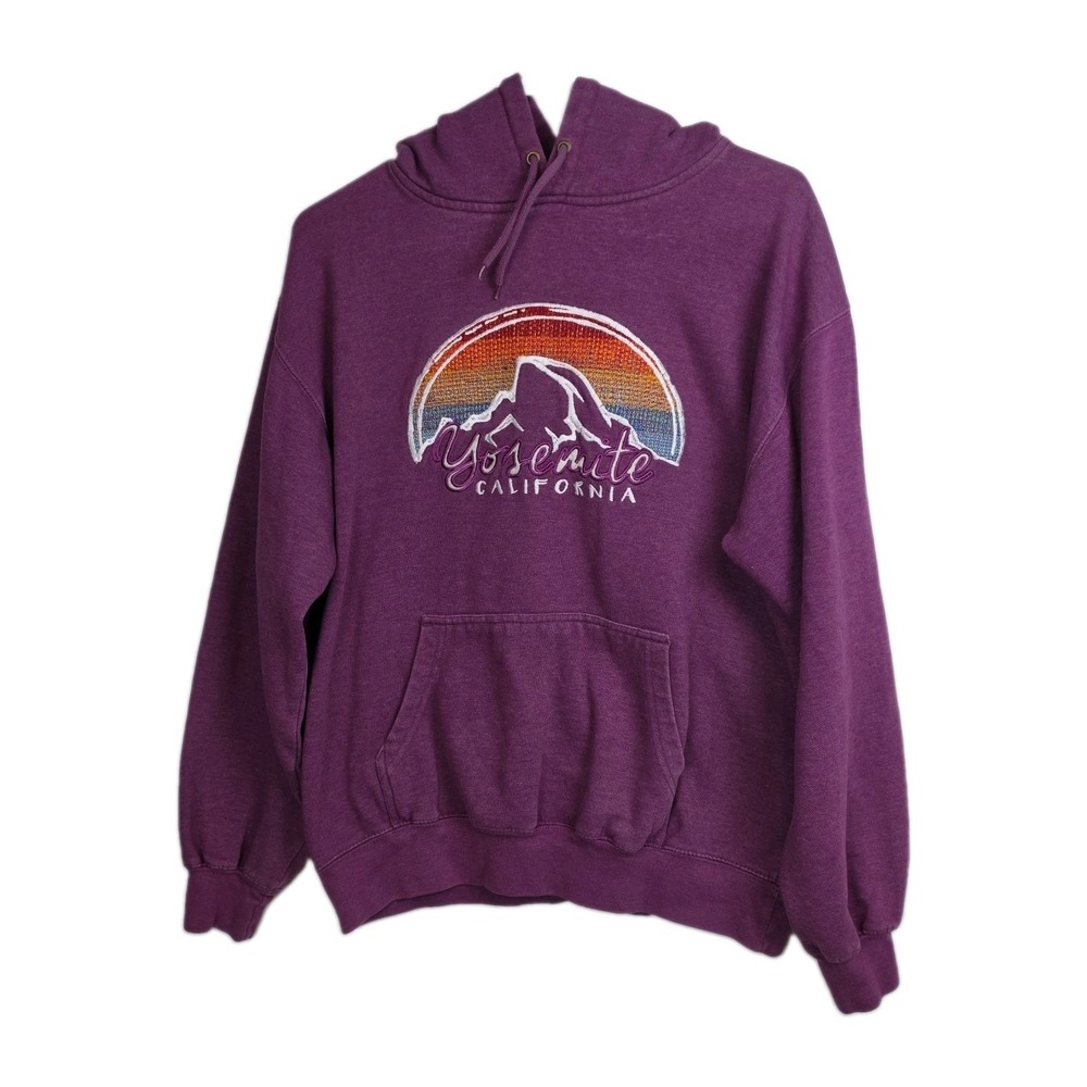 Prairie Mountain Yosemite National Park Hoodie Womens M Purple Embroidered